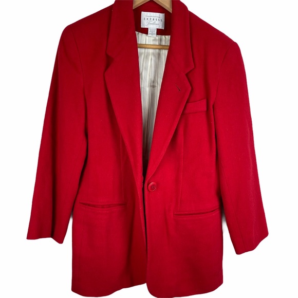 Express Jackets & Blazers - Express Vintage Blazer Wool 90s Boyfriend Jacket S